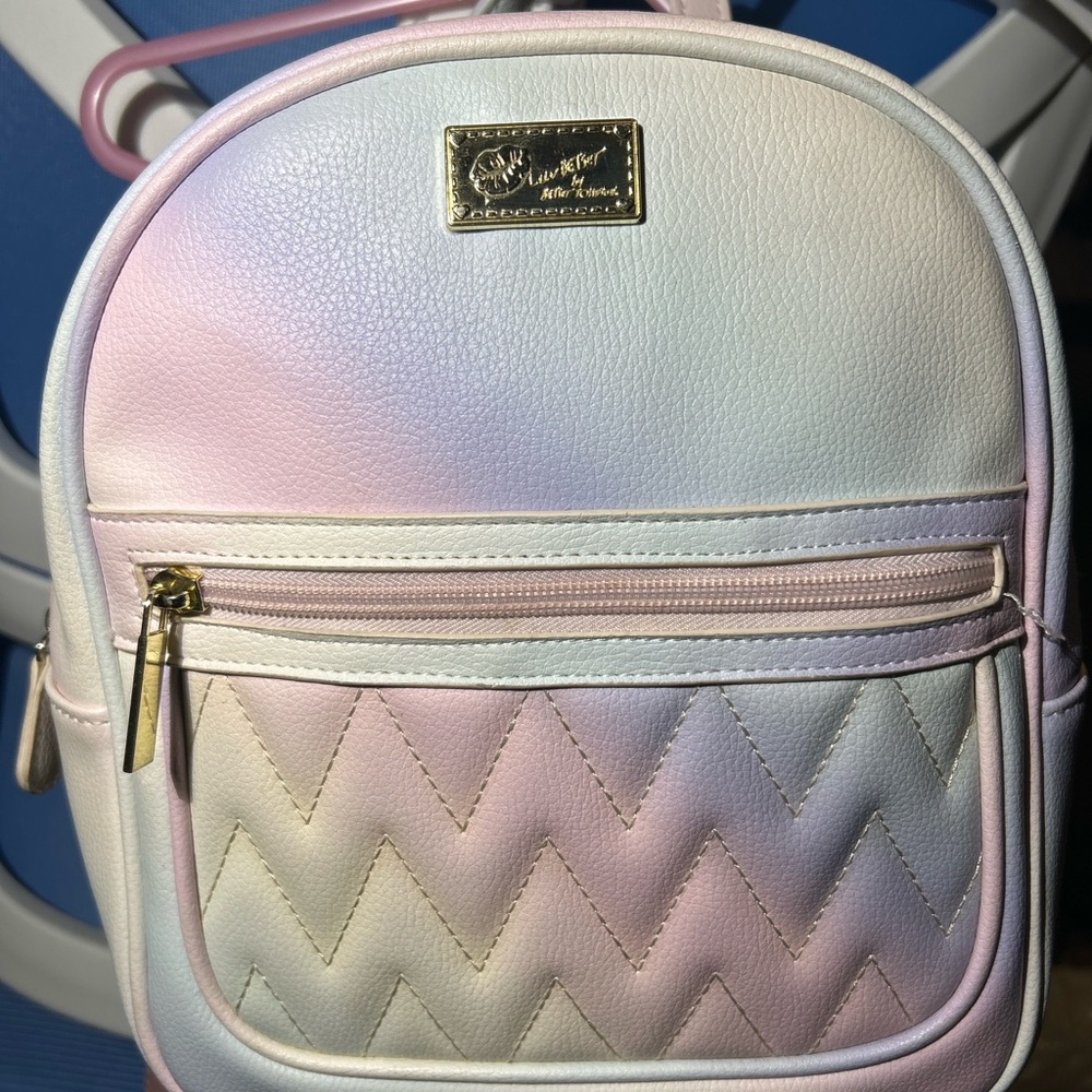 Betsey Johnson Love Betsey Pastel Rainbow Mini Backpack • Quilted